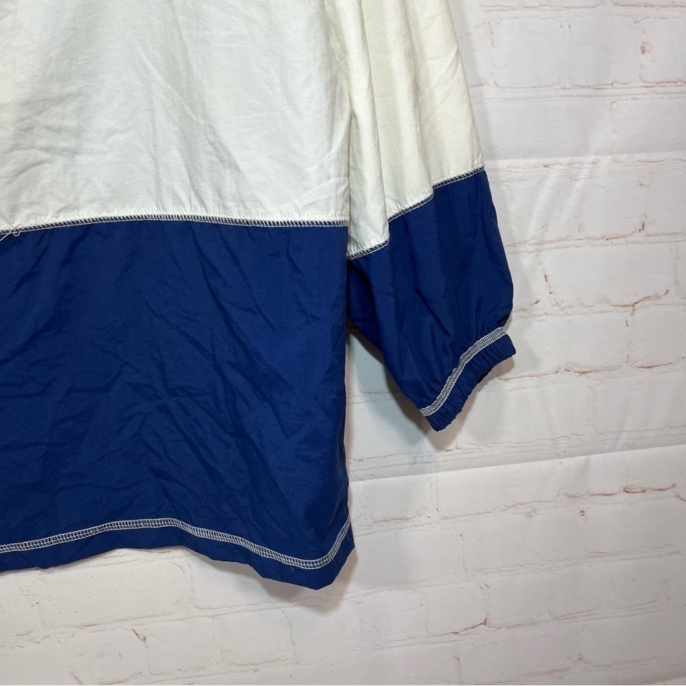 Vintage LA Movers Jacket Womens Small Blue White Striped 1/4 Zip Pullover - Picture 7 of 13